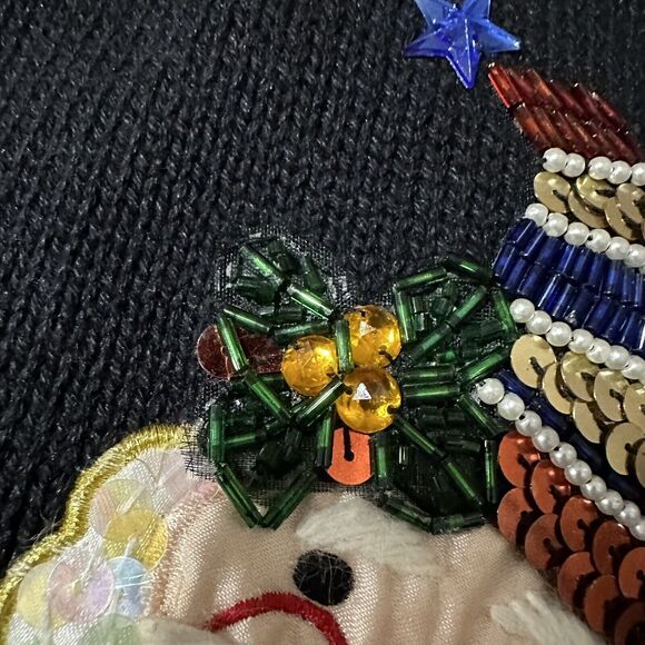 Work in Progress XL Black Christmas Sweater Ugly Large Sequins Santa - Picture 6 of 7